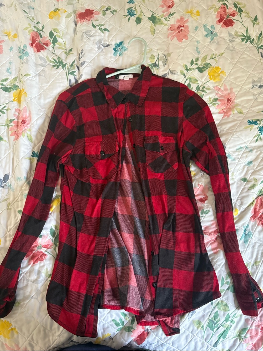 Red & Black Plaid Men’s Button-Up Shirt